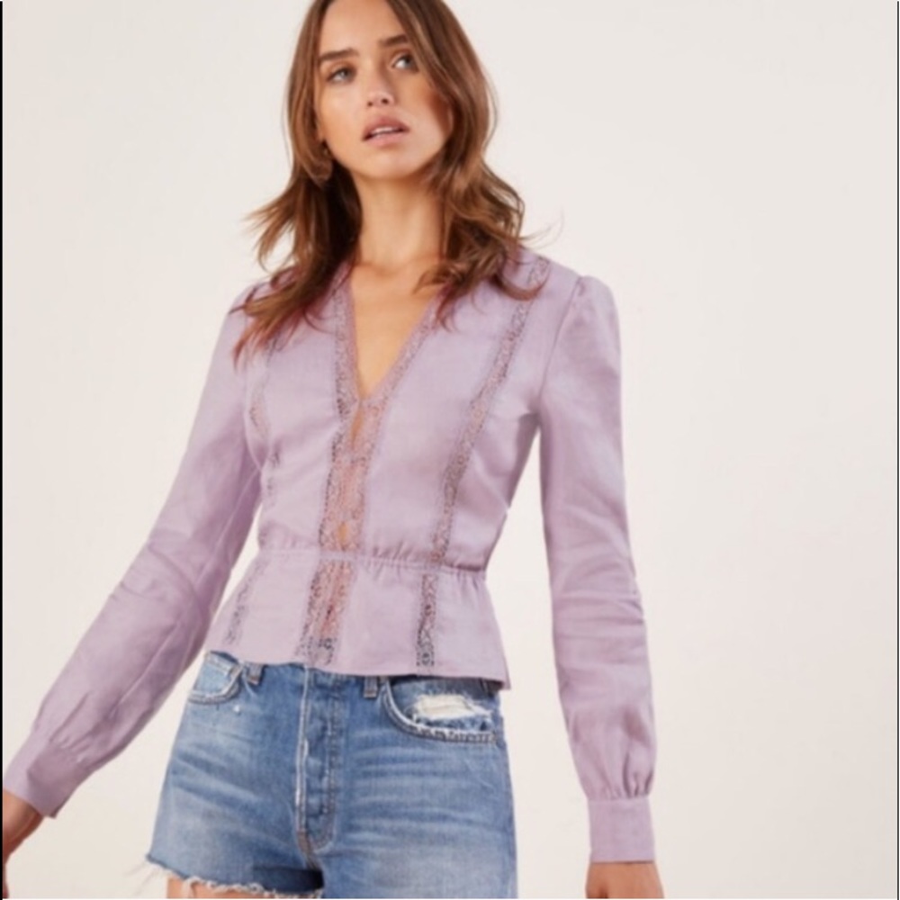 Beautiful reformation lavender linen blouse